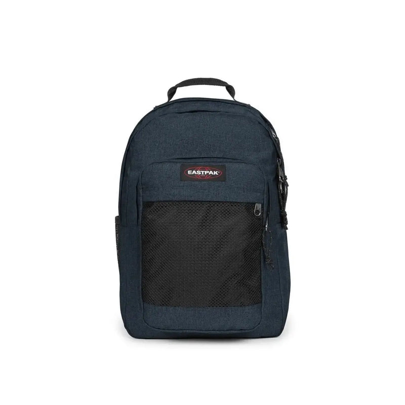 Sac à dos Eastpak bleu foncé pour homme, avec poche avant en filet noir et tissu polyamide légèrement texturé, 29 x 44 x 28 cm