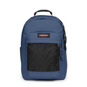 Sac à dos Eastpak bleu pour homme avec poche avant en filet noir et tirettes de fermeture éclair en polyamide vert, dimensions : 29 x 44 x 28 cm