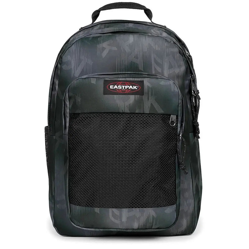 Sac à dos homme Eastpak camouflage gris foncé et noir en polyamide avec poche avant zippée en filet 29x44x28 cm