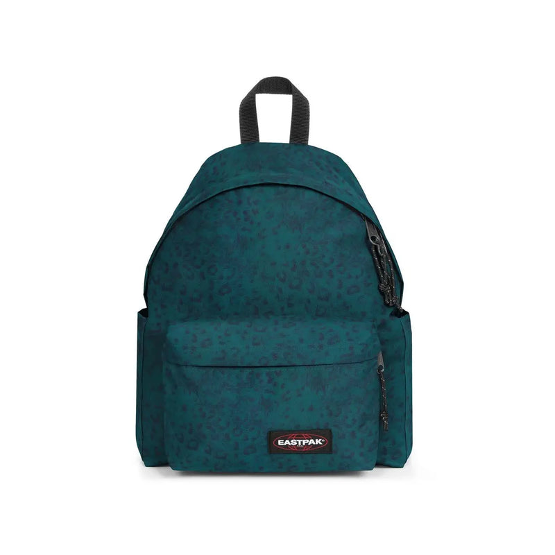 Sac à dos homme Eastpak à imprimé léopard turquoise, en polyamide vert avec fermetures éclair et poignée noires, 40 x 30 x 18 cm