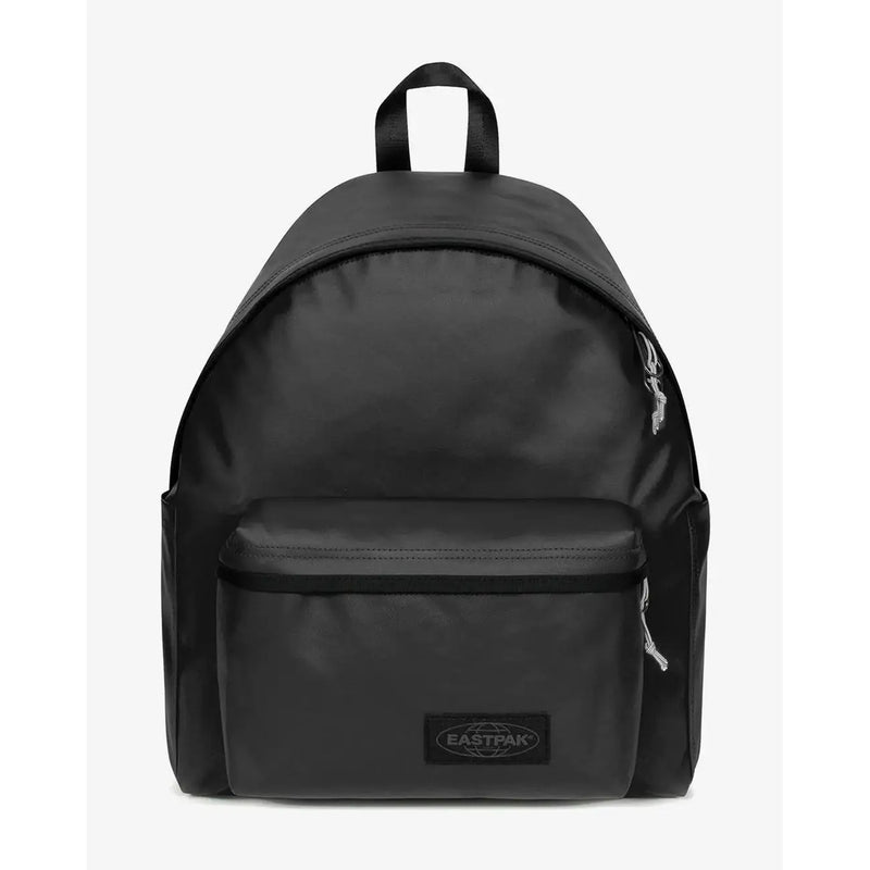 Sac à dos Eastpak noir pour homme, finition brillante élégante, fermetures éclair argentées, poche zippée en polyamide vert, 40 x 30 x 18 cm