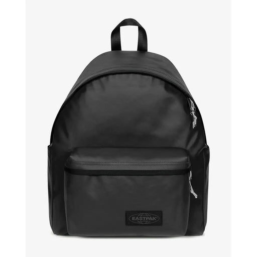 Black eastpak men rucksack with sleek glossy finish silver zippers green polyamide zip pocket 40x30x18 cm