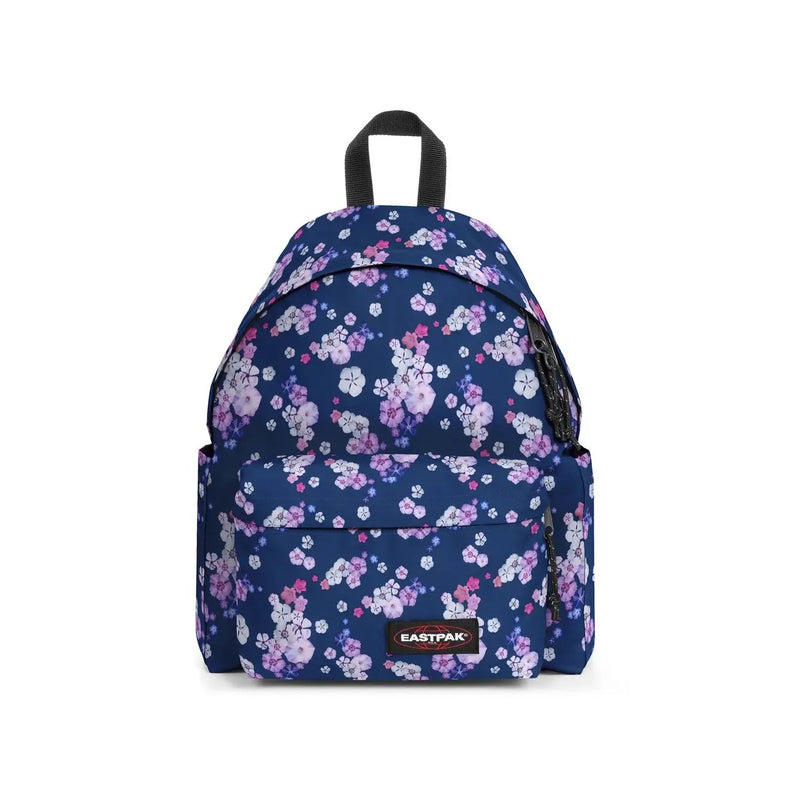 Sac à dos Eastpak bleu marine pour homme, à motif floral rose et blanc, en polyamide, avec poche zippée, 40 x 30 x 18 cm