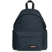 Sac à dos Eastpak pour homme, bleu foncé texturé, avec fermetures éclair noires. top poignée en polyamide vert, poche zippée, 40 x 30 x 18