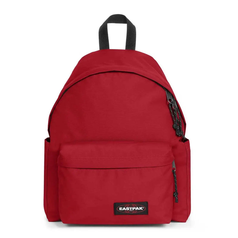 Sac à dos Eastpak rouge pour homme en polyamide avec fermetures éclair noires, top poignée et poche zippée, dimensions 40 x 30 x 18 cm
