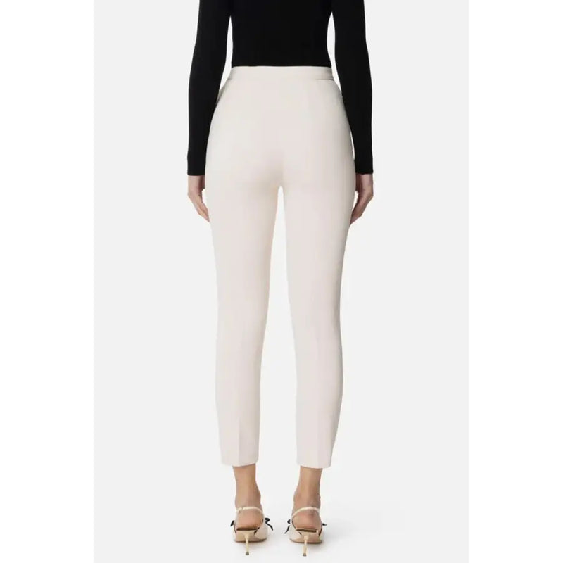Elisabetta Franchi beige polyester high-waisted tailored trousers for women