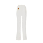 Elisabetta Franchi white linen viscose high-waisted flared trousers