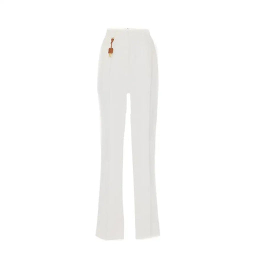 Elisabetta Franchi white linen viscose high-waisted flared trousers