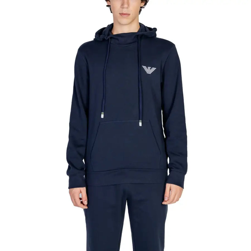 Dark blue hooded sweatshirt and sweatpants set from Emporio Armani for men