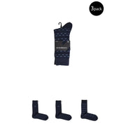 Three-pack of dark blue men’s socks with solid and patterned designs in Emporio Armani packaging
