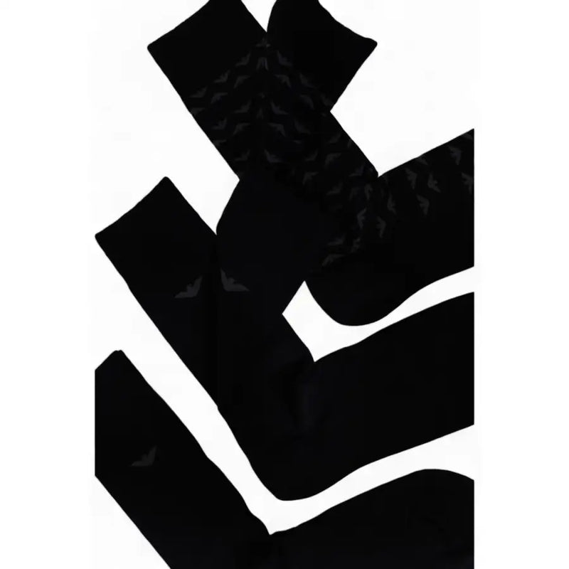 Collection of five pairs of black socks with solid and patterned textures for Emporio Armani Men