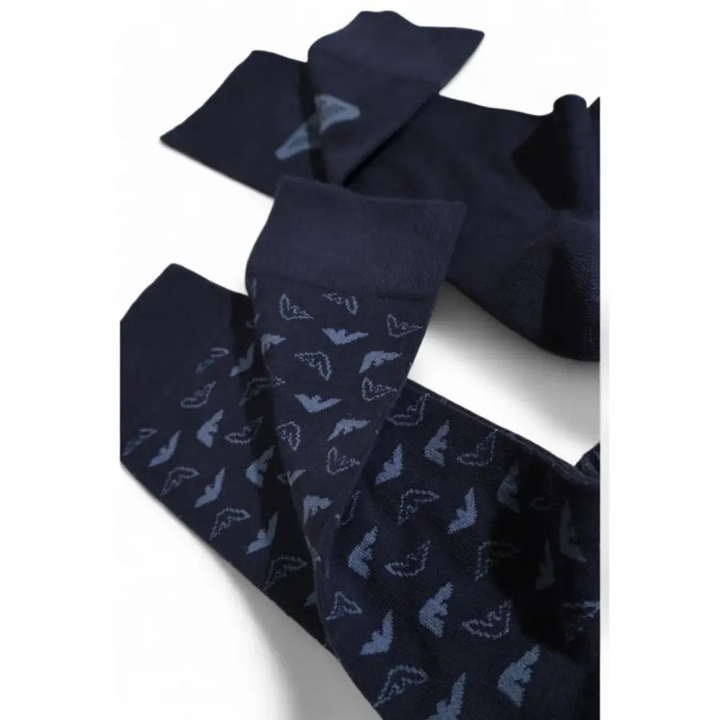 Dark blue socks with a light blue pattern from Emporio Armani Men Blue Printed Cotton Underwear
