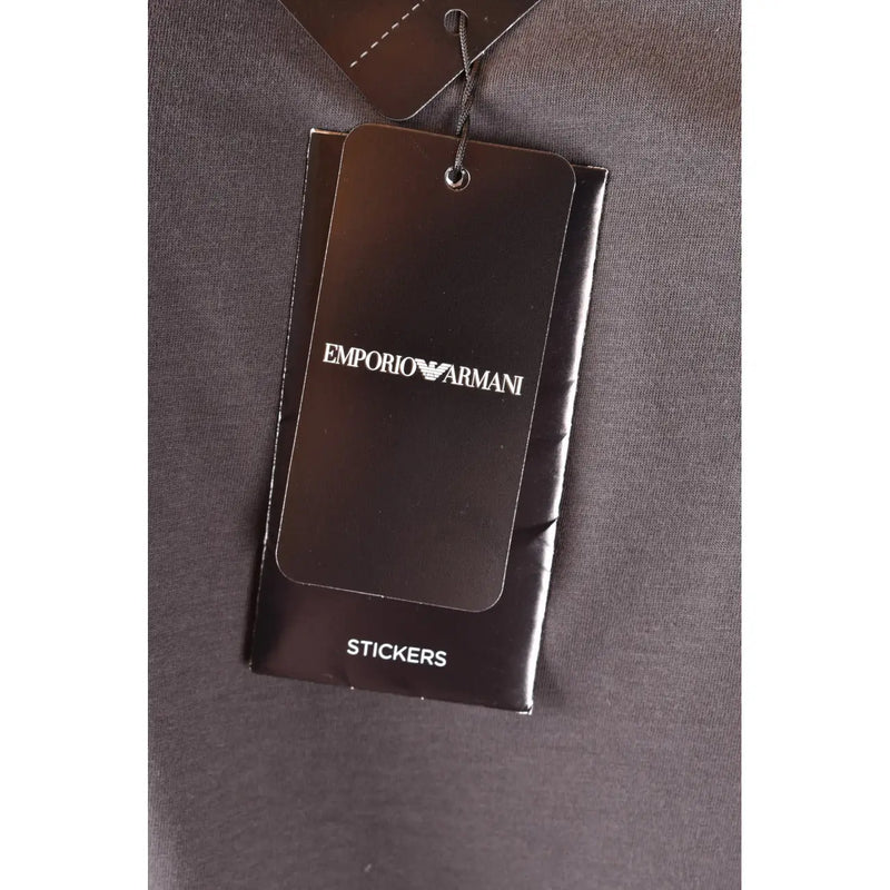 Étiquette noire Emporio Armani pour autocollants au dos d'un t-shirt gris en coton pour homme Emporio Armani