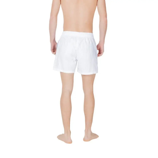 Boxer Emporio Armani pour homme, blanc, en polyamide, coupe décontractée et taille élastique.