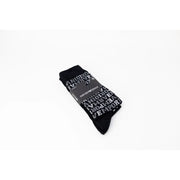 Emporio Armani men’s black socks with a repeating gray emporio armani logo pattern from fall winter collection
