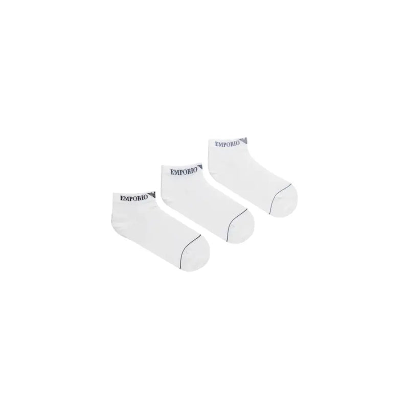 Three-pack of white ankle socks with black trim from Emporio Armani White Mens Underwear collection