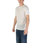 Un tricot blanc net à manches courtes en viscose t-shirt Polo homme Fashion Brand avec col rond et ourlet côtelés