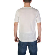 Polo homme blanc à manches courtes en maille viscose de marque de mode t-shirt avec un col rond côtelé et un ourlet