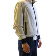 Blazer homme Fay gris à fermeture éclair et col roulé long en polyester avec un design de blouson aviateur bicolore crème et noir