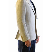 Blazer trois boutons gris clair texturé à motif discret en coton et lin de la marque Fay pour homme