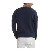 Pull en coton bleu marine à col rond, poignets et ourlet côtelés, de la marque Fay Men Knitwear, modèle à manches longues