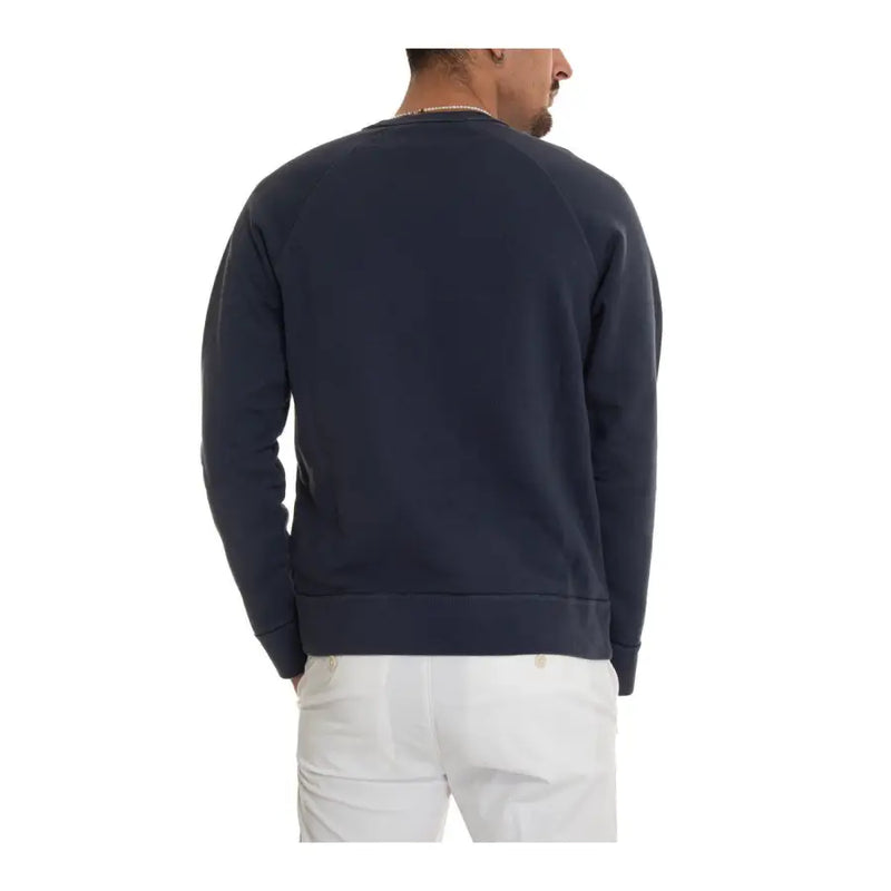 Pull en coton bleu marine à col rond, poignets et ourlet côtelés, de la marque Fay Men Knitwear, modèle à manches longues