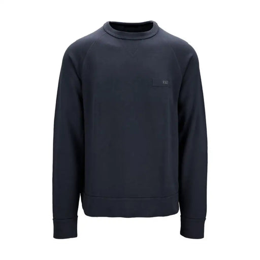 Sweat-shirt Fay pour homme, en maille de coton bleu marine foncé, col rond, avec un discret logo noir sur la poitrine gauche.