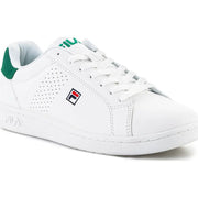 Fila men white sneakers with green accents perforated leather upper and clean stitching for all seasons use