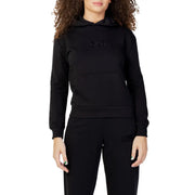 Fila women’s black cotton hoodie with subtle embroidered logo paired with matching black joggers for casual wear