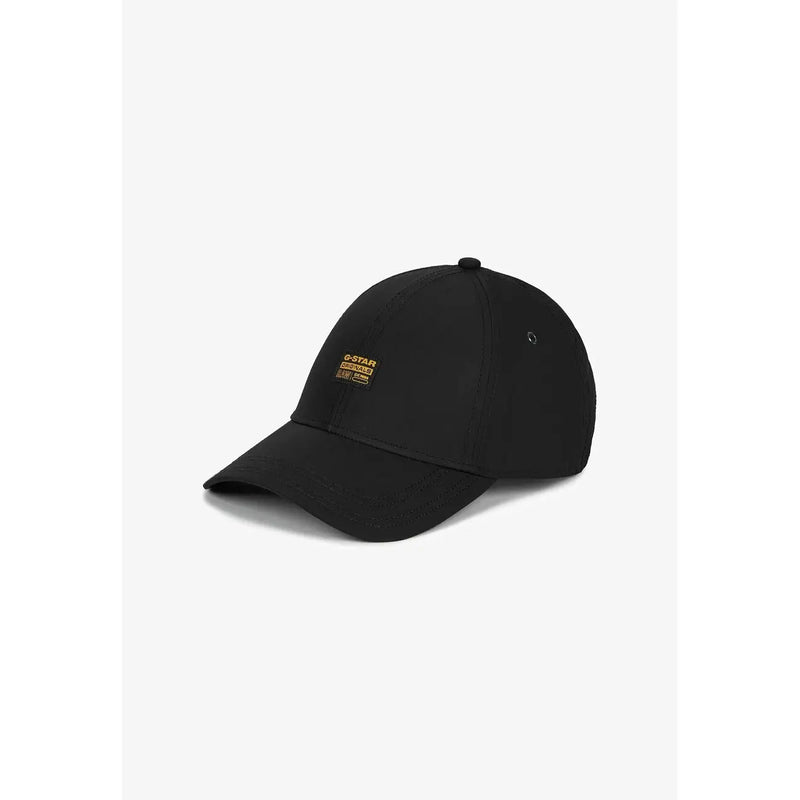 Casquette de baseball G-Star pour homme, noire avec logo brodé doré, vue de face