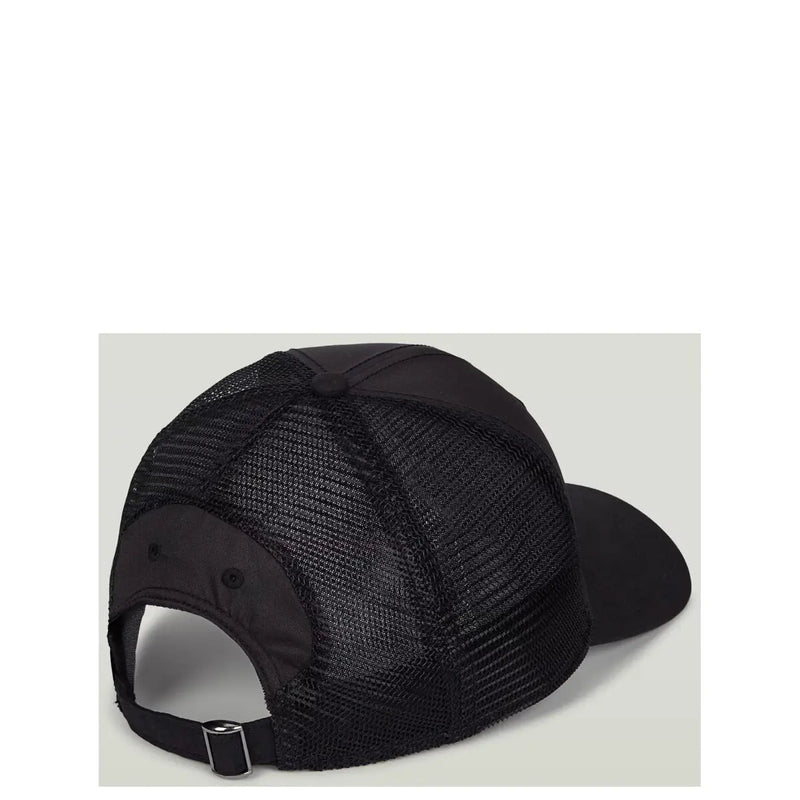 Casquette G-Star pour homme en maille noire avec visière noire unie et sangle réglable, accessoire en polyester imprimé