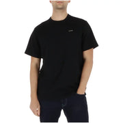 T-shirt noir à manches courtes et col rond t-shirt T-shirt homme en coton biologique avec petit logo blanc sur la poitrine gauche, signé G-Star.