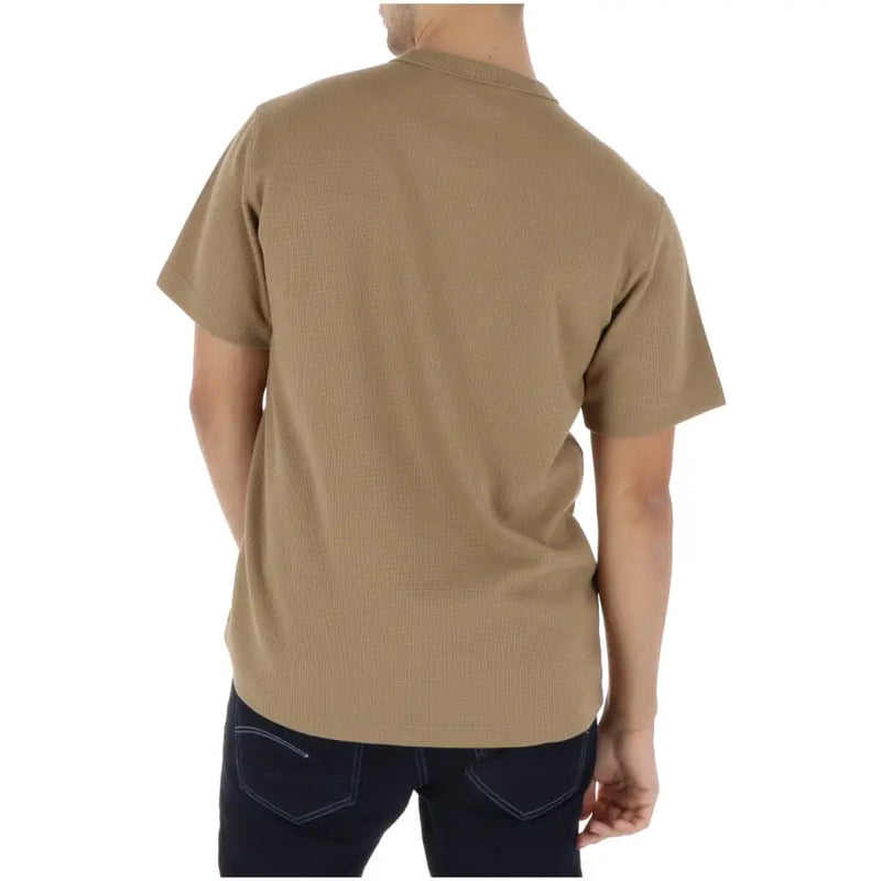 Coton côtelé beige t-shirt avec un col rond classique et des manches courtes de la collection en coton biologique G-Star pour homme