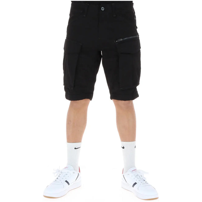 Short G-Star D26214 pour homme, noir, avec plusieurs poches cargo et fermeture éclair latérale, vue de face