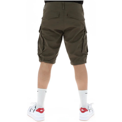 Short G-Star D26214 pour homme, vert olive, coupe décontractée, avec de multiples poches cargo (vue de face).