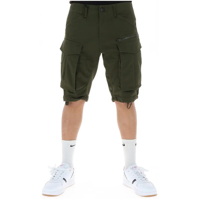 Short G-Star D26214 pour homme, vert olive, avec poches multiples et ourlet à cordon de serrage, vue de face