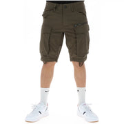 Short cargo G-Star D26214 pour homme, vert olive, avec de multiples poches et une taille élastiquée à cordon (vue de face)