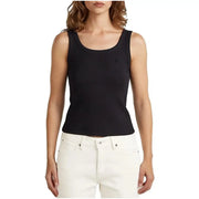 Débardeur noir en maille côtelée top avec une encolure carrée et un logo de marque discret, style débardeur femme G-Star.top sans manches en coton blanc à col rond