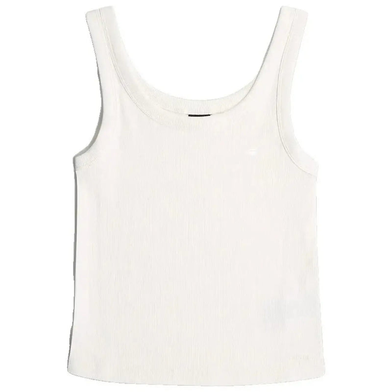 Débardeur minimaliste en coton côtelé blanc top avec un décolleté arrondi et de fines bretelles par G star femme