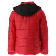 Doudoune rouge matelassée en polyester avec capuche noire de la marque Gaelle Paris pour homme, modèle GBU2520, fermeture éclair