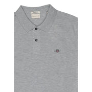 Polo homme Gant gris chiné avec col classique, patte de boutonnage, coton stretch, manches courtes et logo brodé