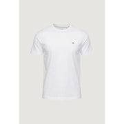 Gant men t shirt white round neck short sleeve cotton 100 with small embroidered logo on left chest