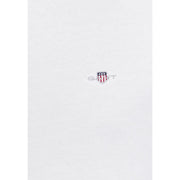 Gant men t shirt white cotton 100 round neck short sleeve with subtle embroidered logo and red white blue stripes