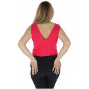 Vue arrière du char des femmes de Gaudì top Débardeur fuchsia en viscose avec dos en V profond et détails de coutures subtils