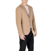 Gianni lupo beige classic fit blazer with subtle texture for men spring summer collection