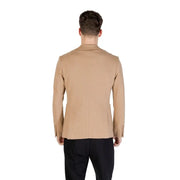 Beige tailored blazer by Gianni Lupo with a clean structured fit and subtle stitching details for men spring summer
