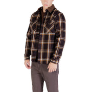 Men’s brown plaid flannel shirt with a brown collar from Gianni Lupo for men