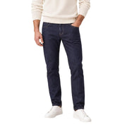 Gianni Lupo Jean carotte pour homme en denim indigo foncé, coupe slim et design classique à cinq poches, vue de face