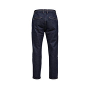 Gianni Lupo Jean carotte Jonas pour homme en denim indigo foncé, coupe décontractée et taille élastique, vue de face