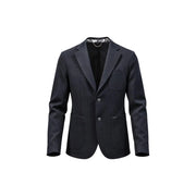 hommes noirs Gianni Lupo Blazer en maille noire à la texture subtile, deux boutons sur le devant et doublure intérieure à motifs